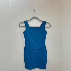 Blue Cotton Mini Dress